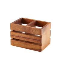 GENWARE ACACIA WOOD 2 COMPARTMENT CUTLERY HOLDER