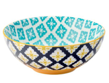 UTOPIA CADIZ VITRIFIED PORCELAIN BLUE/YELLOW PATTERN BOWL 6.3inch