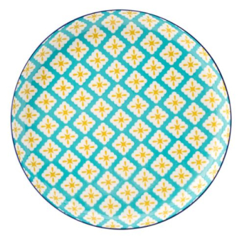 UTOPIA CADIZ VITRIFIED PORCELAIN BLUE/YELLOW PLATE 10.6Inch