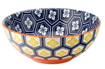 UTOPIA CADIZ VITRIFIED PORCELAIN BLUE/ORANGE BOWL 6.3inch