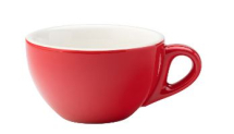 UTOPIA SUPER VITRIFIED PORCELAIN BARISTA RED CAPPUCCINO CUP 7OZ