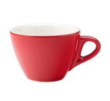 UTOPIA SUPER VITRIFIED PORCELAIN BARISTA RED FLAT WHITE CUP 5.5OZ