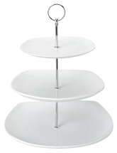 UTOPIA WHITE VITRIFIED PORCELAIN TITAN SQUARE 3-TIER CAKE STAND 14.2inch