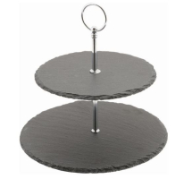 GENWARE SLATE NATURAL EDGE 2-TIER CAKE STAND 9inch