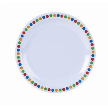 GENWARE MELAMINE WHITE WITH COLOURED SPOTS PLATE 6.3Inch