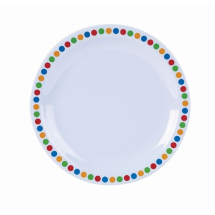 GENWARE MELAMINE WHITE WITH COLOURED SPOTS PLATE 6.3inch