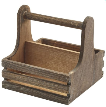 GENWARE SMALL RUSTIC WOODEN TABLE CADDY 5.9X6Inch