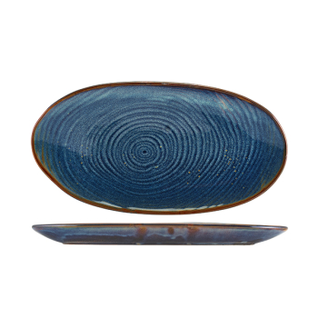 GENWARE TERRA PORCELAIN AQUA BLUE ORGANIC PLATTER 12.2Inch