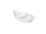 GENWARE WHITE PORCELAIN 2 DIVIDED OVAL DISH 12.4X6.1"