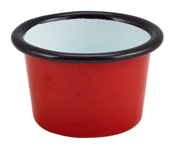 GENWARE ENAMEL RED/BLACK RIM RAMEKIN 3.2OZ