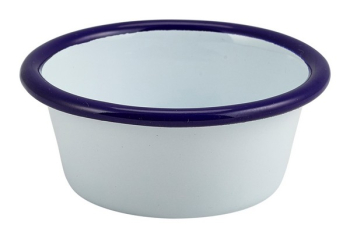 GENWARE ENAMEL WHITE/BLUE RIM RAMEKIN 3.2OZ