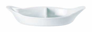 GENWARE WHITE PORCELAIN 2 DIVIDED OVAL DISH 11X6.1Inch