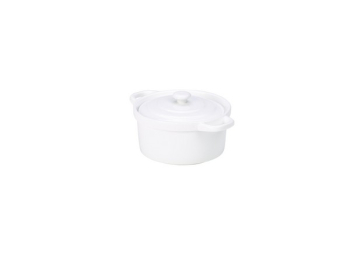 GENWARE WHITE PORCELAIN COVERED MINI CASSEROLE DISH 13OZ