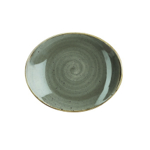 CHURCHILL SUPER VITRIFIED STONECAST PEPPERCORN GREY OVAL COUPE PLATE 7.6X6.3inch