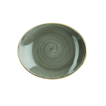 CHURCHILL SUPER VITRIFIED STONECAST PEPPERCORN GREY OVAL COUPE PLATE 7.6X6.3Inch