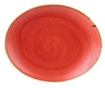 CHURCHILL SUPER VITRIFIED STONECAST BERRY RED OVAL COUPE PLATE 7.6X6.3inch