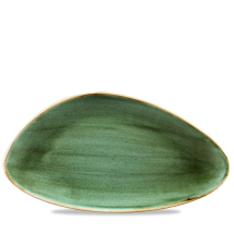 CHURCHILL SUPER VITRIFIED STONECAST SAMPHIRE GREEN TRIANGULAR PLATE 14X7.4inch