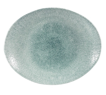 CHURCHILL SUPER VITRIFIED STUDIO PRINTS RAKU JADE GREEN OVAL PLATE 10.6X9Inch