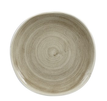CHURCHILL SUPER VITRIFIED STONECAST PATINA ANTIQUE TAUPE ORGANIC PLATE 10.4Inch