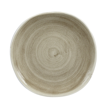 CHURCHILL SUPER VITRIFIED STONECAST PATINA ANTIQUE TAUPE ORGANIC PLATE 10.4inch