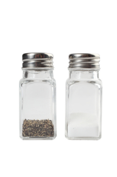 SQUARE GLASS SALT/PEPPER SHAKER & STAINLESS TOP (80ML) H92