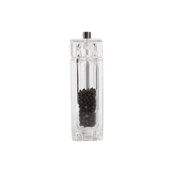 T&G SQUARE PEPPER MILL CLEAR ACRYLIC 150MM