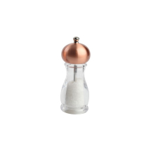 T&G GLOBE SMALL SALT MILL ACRYLIC COPPER TOP 150MM