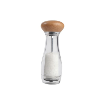 T&G PEBBLE SALT MILL CLEAR ACRYLIC BEECH TOP 180MM