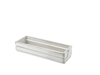 GENWARE WOODEN CRATE WHITE WASH 34X12X7CM TR220W