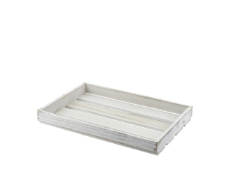 GENWARE WOODEN CRATE WHITE WASH 35X23X4CM TR225LW