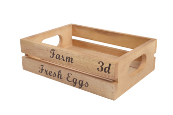 InchBAROQUEInch SMALL CRATE 'FARM FRESH EGGS' ACACIA 230x170x70