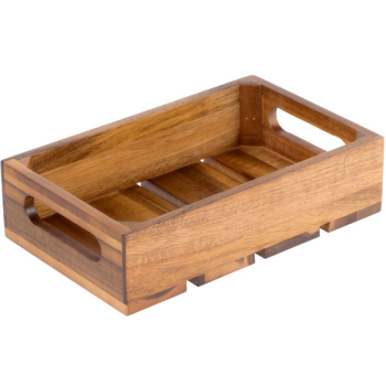 ACACIA WOOD 1:4 GASTRO SERVING & DISPLAY CRATE 26.5X16.5X7CM