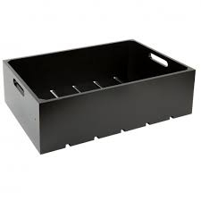 ACACIA WOOD 1:1 GASTRO BLACK DISPLAY CRATE 52.5X32.5X16CM