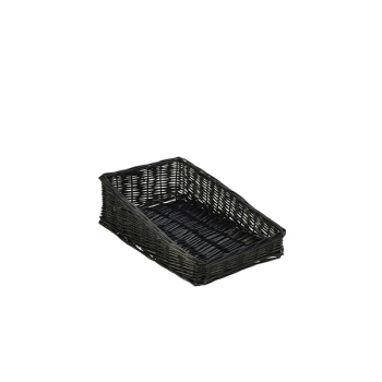 WICKER DISPLAY BASKET BLACK 40X25X12CM- 6CM FRONT