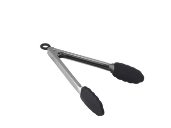 STAINLESS STEEL SILICONE TIP LOCKING TONGS 9Inch