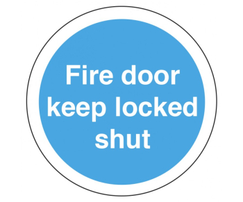 FIRE DOOR KEEP LOCKED SHUT 75MM DIA S/A VINLY STICKER
