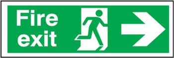 FIRE EXIT' MAN RUNNING ARROW RIGHT RIGID SIGN 150X450MM