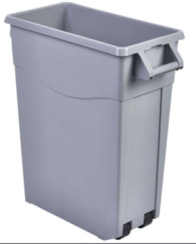 GREY SLIM RECYCLING BIN 65L 61.5(L)x28.2(W)x63cm(H)+wheels